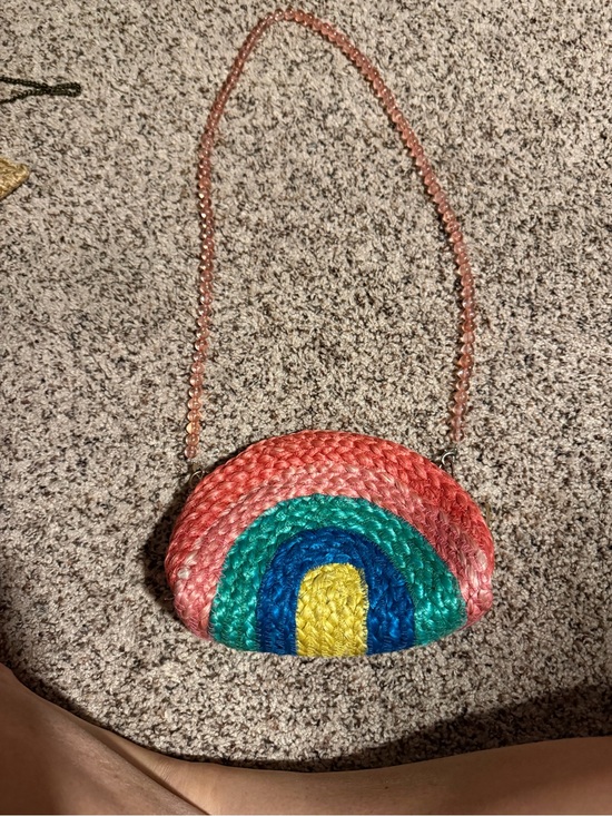 Free People Handbags - J. Crew Colorful Pride Rainbow Wicker Crossbody Bag - Pink, Green, Blue, Yellow